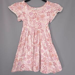 City Mouse Size 6Y Girls Puff Sleeve Twirl Dress Pleat A-Line Floral 100% Cotton